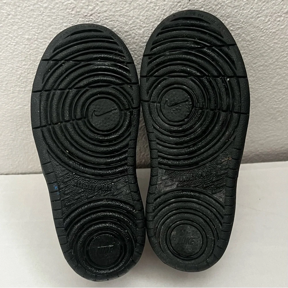 Nike Court Borough Mid 2 Leather Sneakers Kids Sz 9C Black Unisex Sporty Casual